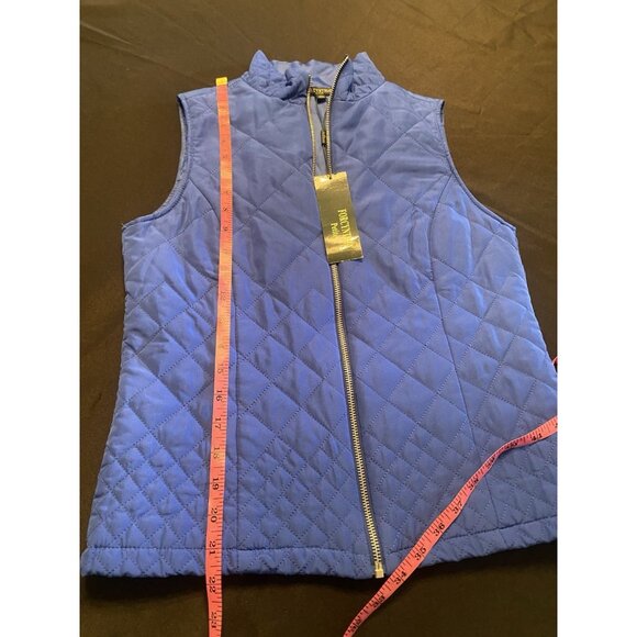 NWT ($79) For Cynthia Womens SZ PS Solid Blue Quilted Fleece Full Zip Vest - Picture 6 of 8